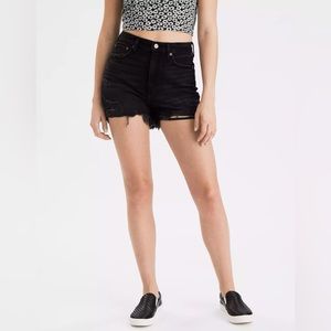 American Eagle High Rise Shortie Distressed Raw Hem Shorts